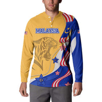 Malaysian Tiger and National Flag Button Sweatshirt with Royal Gold and Blue Design