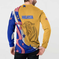 Malaysian Tiger and National Flag Button Sweatshirt with Royal Gold and Blue Design