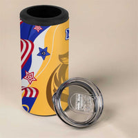 Malaysian Tiger and National Flag 4 in 1 Can Cooler Tumbler with Royal Gold and Blue Design
