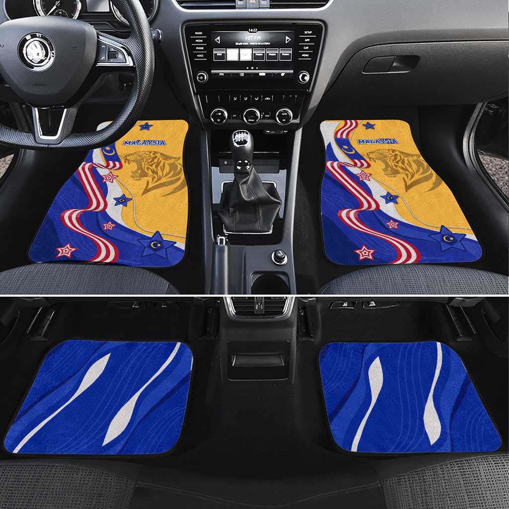Malaysian Tiger and National Flag Car Mats with Royal Gold and Blue Design