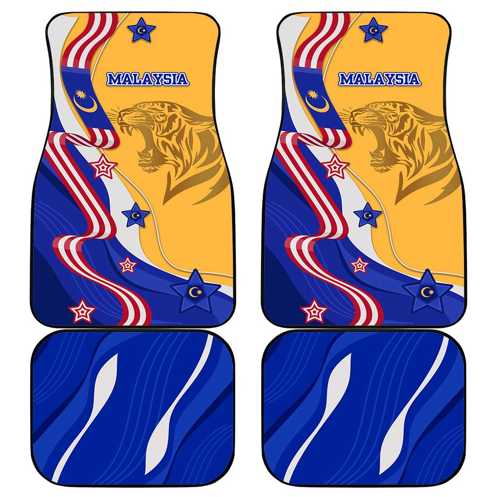 Malaysian Tiger and National Flag Car Mats with Royal Gold and Blue Design