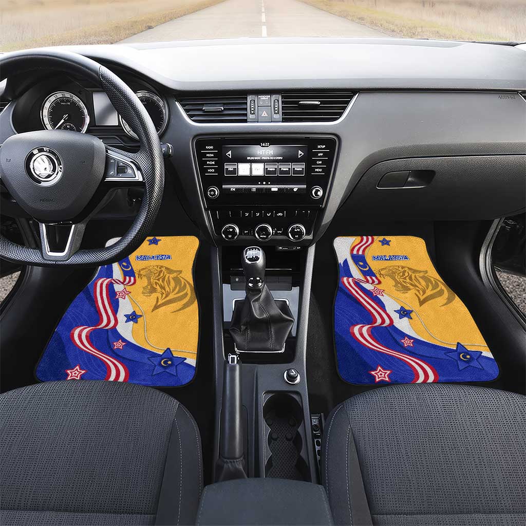 Malaysian Tiger and National Flag Car Mats with Royal Gold and Blue Design