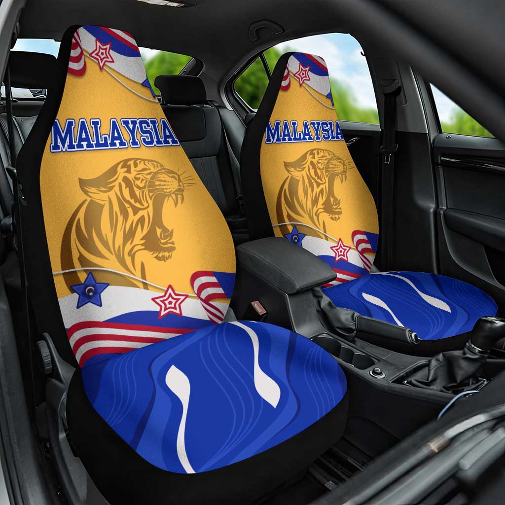 Malaysian Tiger and National Flag Car Seat Cover with Royal Gold and Blue Design