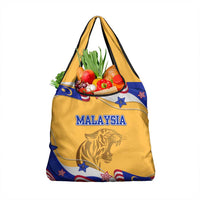 Malaysian Tiger and National Flag Grocery Bag with Royal Gold and Blue Design