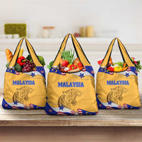 Malaysian Tiger and National Flag Grocery Bag with Royal Gold and Blue Design