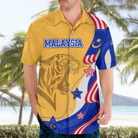 Malaysian Tiger and National Flag Hawaiian Shirt with Royal Gold and Blue Design