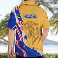 Malaysian Tiger and National Flag Hawaiian Shirt with Royal Gold and Blue Design