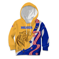 Malaysian Tiger and National Flag Kid Hoodie with Royal Gold and Blue Design