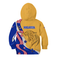 Malaysian Tiger and National Flag Kid Hoodie with Royal Gold and Blue Design