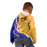 Malaysian Tiger and National Flag Kid Hoodie with Royal Gold and Blue Design
