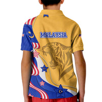 Malaysian Tiger and National Flag Kid Polo Shirt with Royal Gold and Blue Design