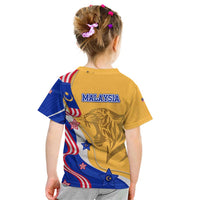 Malaysian Tiger and National Flag Kid T Shirt with Royal Gold and Blue Design