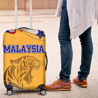 Malaysian Tiger and National Flag Luggage Cover with Royal Gold and Blue Design