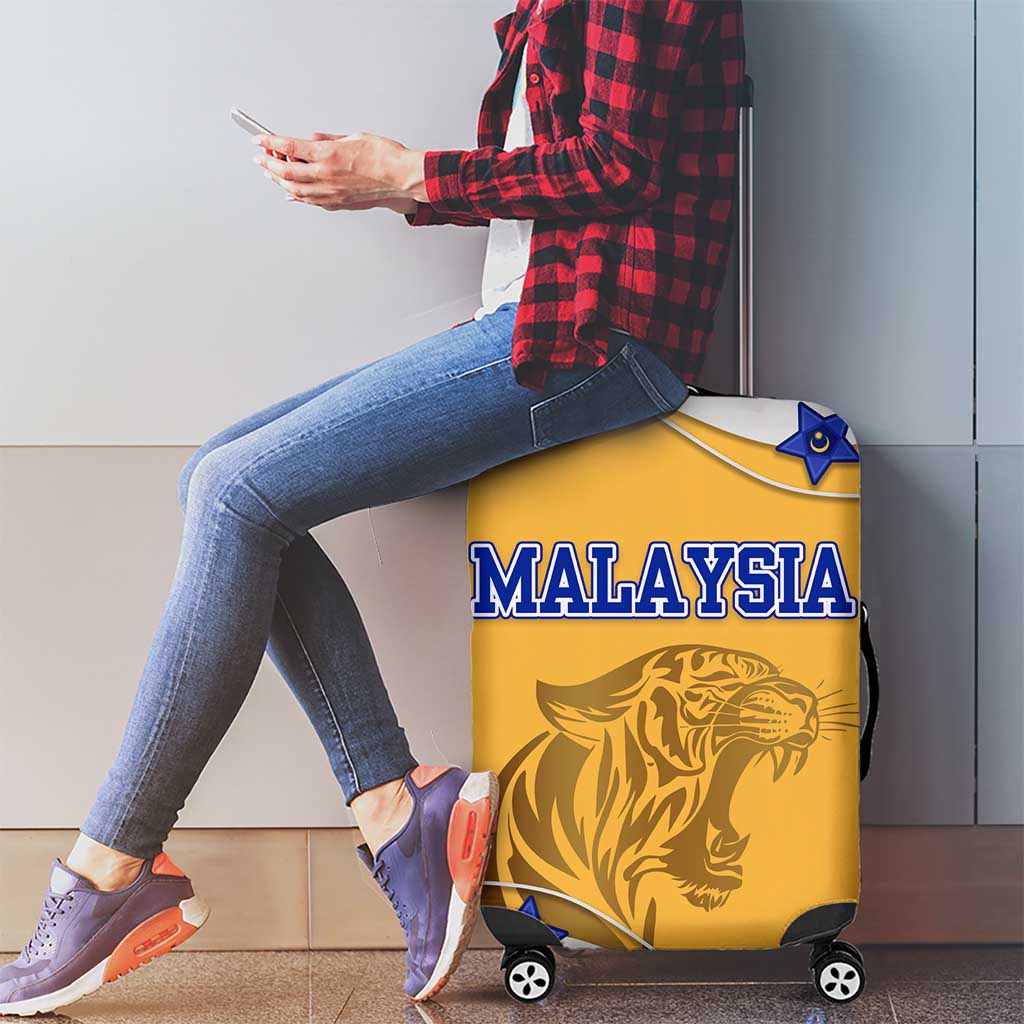 Malaysian Tiger and National Flag Luggage Cover with Royal Gold and Blue Design