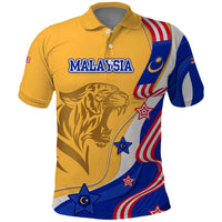 Malaysian Tiger and National Flag Polo Shirt with Royal Gold and Blue Design