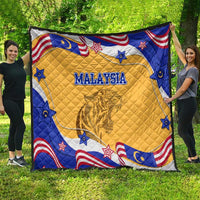 Malaysian Tiger and National Flag Quilt with Royal Gold and Blue Design