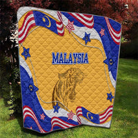 Malaysian Tiger and National Flag Quilt with Royal Gold and Blue Design