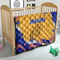 Malaysian Tiger and National Flag Quilt with Royal Gold and Blue Design