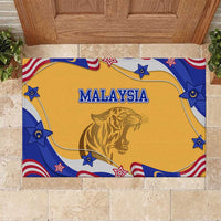 Malaysian Tiger and National Flag Rubber Doormat with Royal Gold and Blue Design