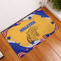 Malaysian Tiger and National Flag Rubber Doormat with Royal Gold and Blue Design