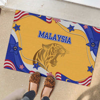 Malaysian Tiger and National Flag Rubber Doormat with Royal Gold and Blue Design