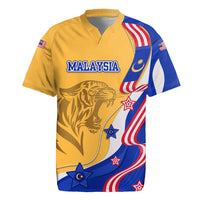 Malaysian Tiger and National Flag Rugby Jersey with Royal Gold and Blue Design