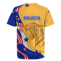 Malaysian Tiger and National Flag Rugby Jersey with Royal Gold and Blue Design