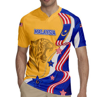 Malaysian Tiger and National Flag Rugby Jersey with Royal Gold and Blue Design