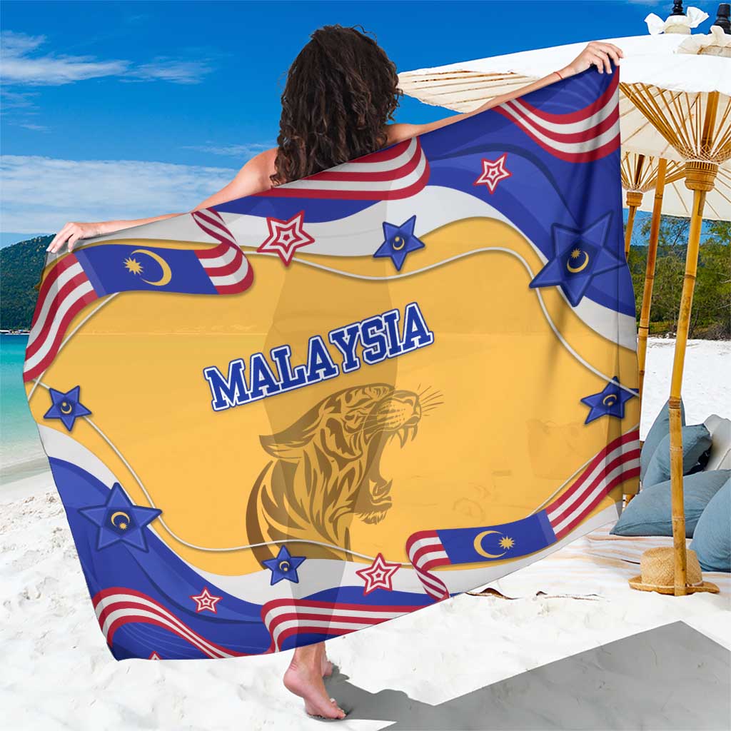 Malaysian Tiger and National Flag Sarong with Royal Gold and Blue Design