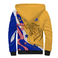 Malaysian Tiger and National Flag Sherpa Hoodie with Royal Gold and Blue Design