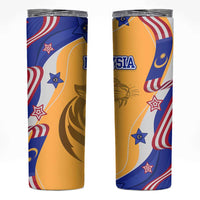 Malaysian Tiger and National Flag Skinny Tumbler with Royal Gold and Blue Design
