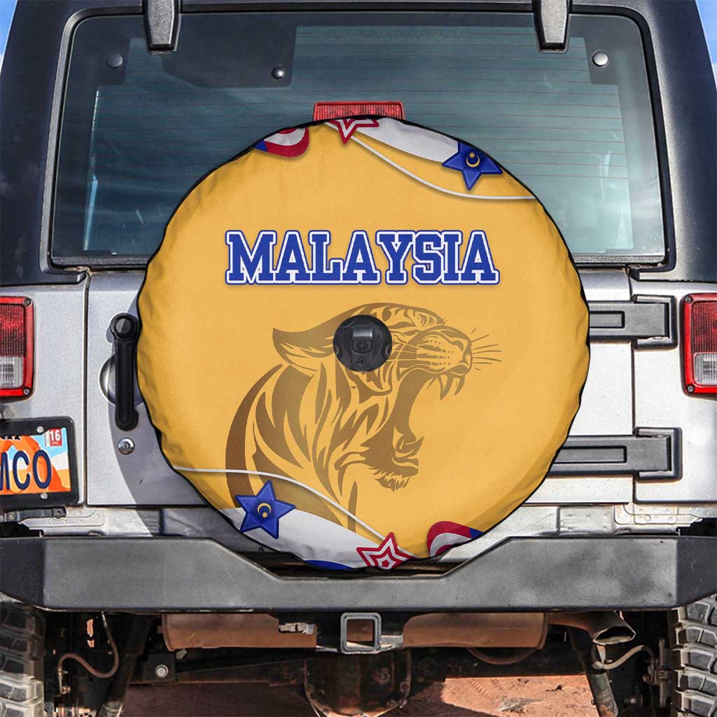 Malaysian Tiger and National Flag Spare Tire Cover with Royal Gold and Blue Design