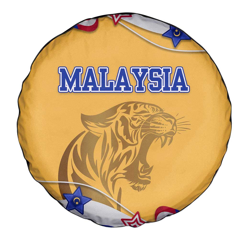 Malaysian Tiger and National Flag Spare Tire Cover with Royal Gold and Blue Design