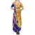 Malaysian Tiger and National Flag Summer Maxi Dress with Royal Gold and Blue Design