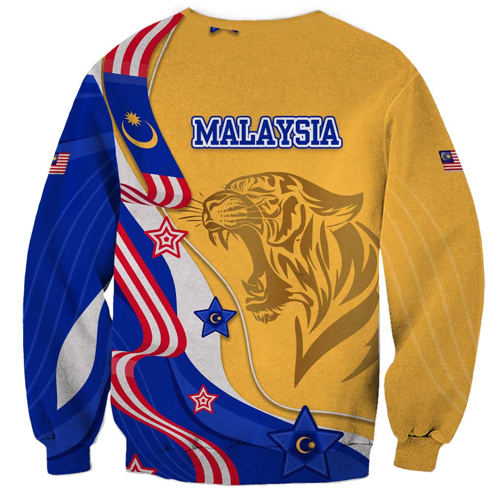 Malaysian Tiger and National Flag Sweatshirt with Royal Gold and Blue Design