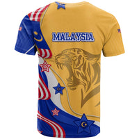 Malaysian Tiger and National Flag T Shirt with Royal Gold and Blue Design