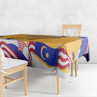 Malaysian Tiger and National Flag Tablecloth with Royal Gold and Blue Design