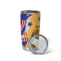 Malaysian Tiger and National Flag Tumbler Cup with Royal Gold and Blue Design