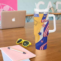 Malaysian Tiger and National Flag Tumbler With Handle with Royal Gold and Blue Design