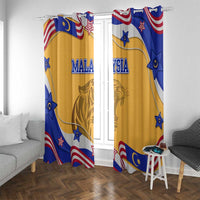 Malaysian Tiger and National Flag Window Curtain with Royal Gold and Blue Design