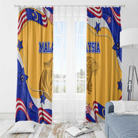 Malaysian Tiger and National Flag Window Curtain with Royal Gold and Blue Design