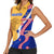 Malaysian Tiger and National Flag Women Sleeveless Polo Shirt with Royal Gold and Blue Design