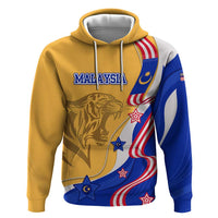 Malaysian Tiger and National Flag Zip Hoodie with Royal Gold and Blue Design