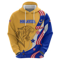 Malaysian Tiger and National Flag Zip Hoodie with Royal Gold and Blue Design