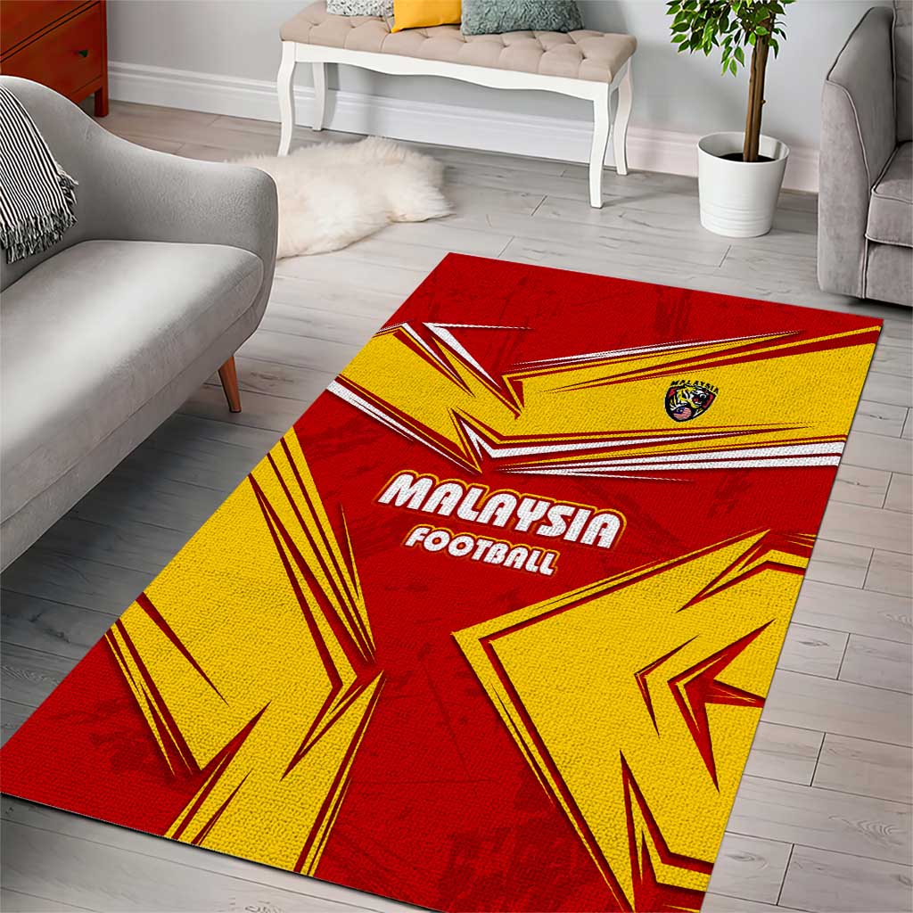 Malaysia Football Area Rug with Roaring Tiger and Red Yellow National Colors
