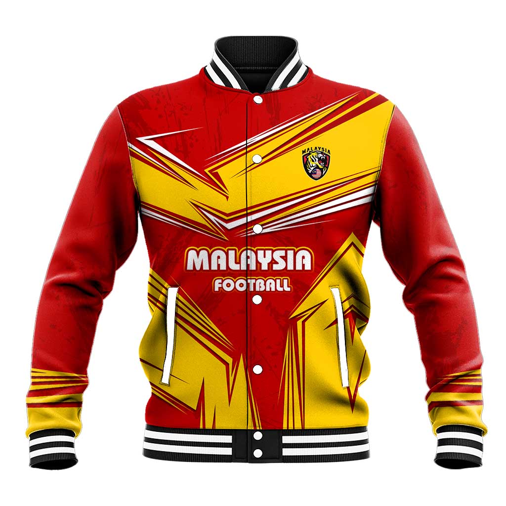 Malaysia Football Baseball Jacket with Roaring Tiger and Red Yellow National Colors