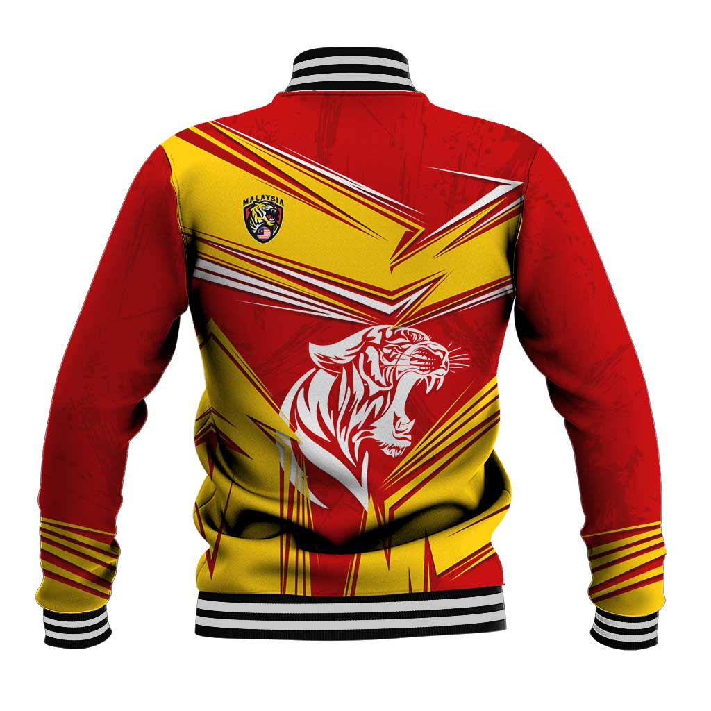 Malaysia Football Baseball Jacket with Roaring Tiger and Red Yellow National Colors
