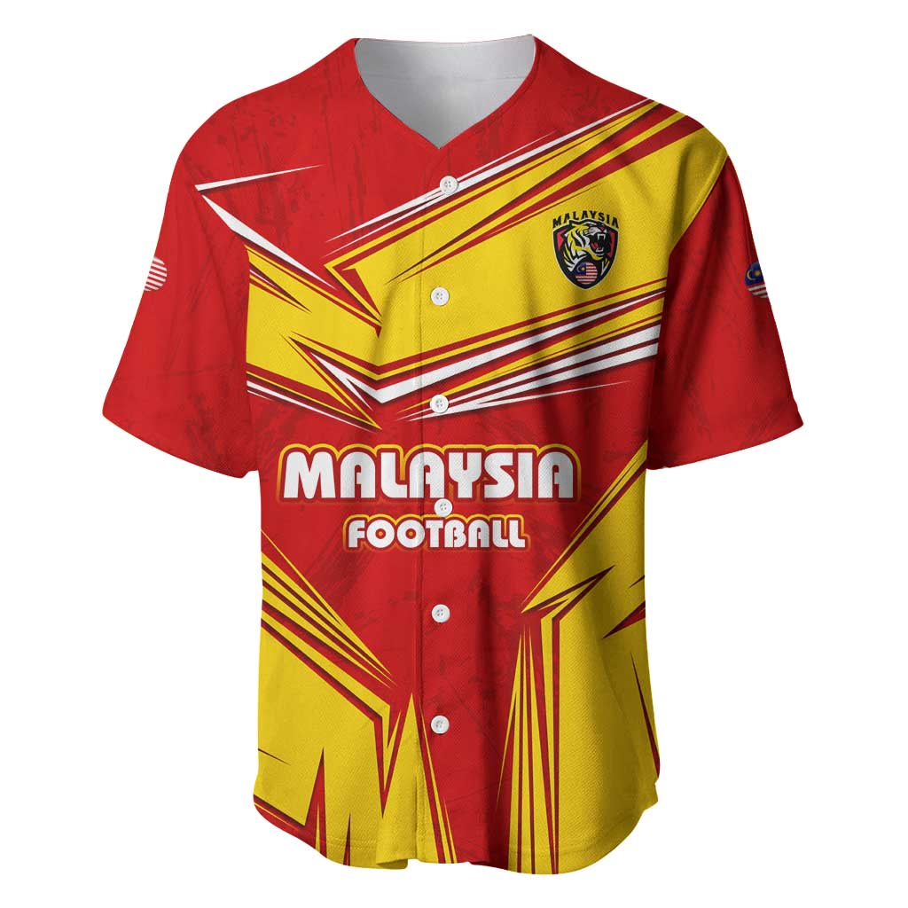 Malaysia Football Baseball Jersey with Roaring Tiger and Red Yellow National Colors