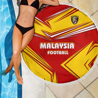 Malaysia Football Beach Blanket with Roaring Tiger and Red Yellow National Colors