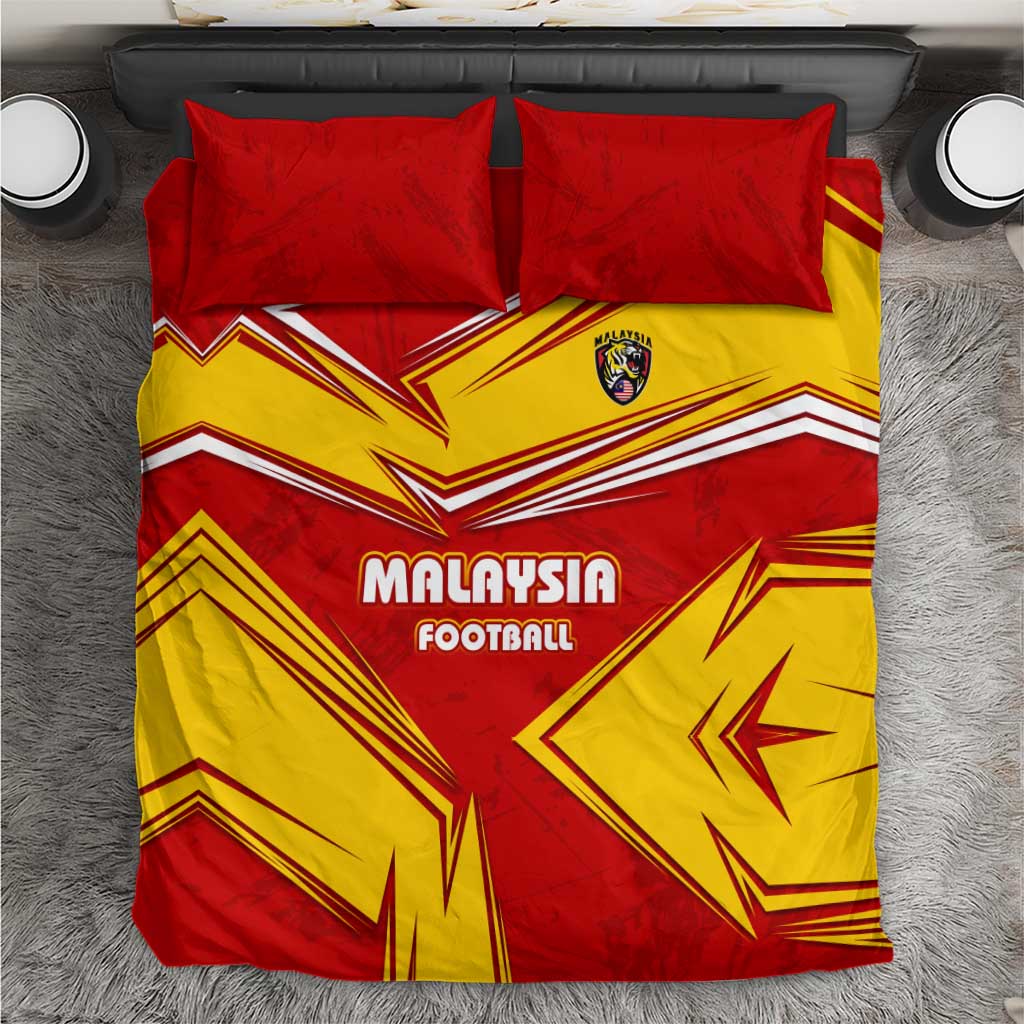 Malaysia Football Bedding Set with Roaring Tiger and Red Yellow National Colors